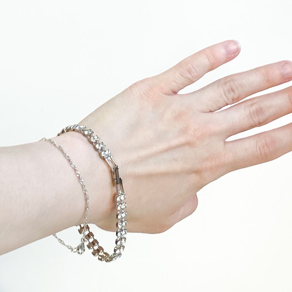 Diamond Style Silver Tone Tennis Bracelet Vintage Jewelry, Costume Jewelry